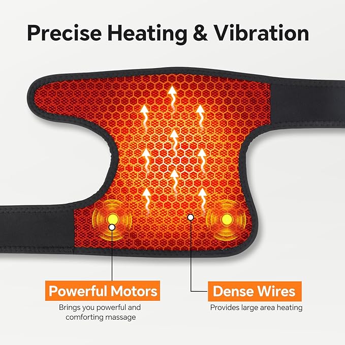 Cordless Heated Knee Massager Knee Heating Pad for Knee Pain Relief FSA Eligible HSA Heated Knee Brace Wrap Heat &amp Massage Joint &amp Arthritis Comfort