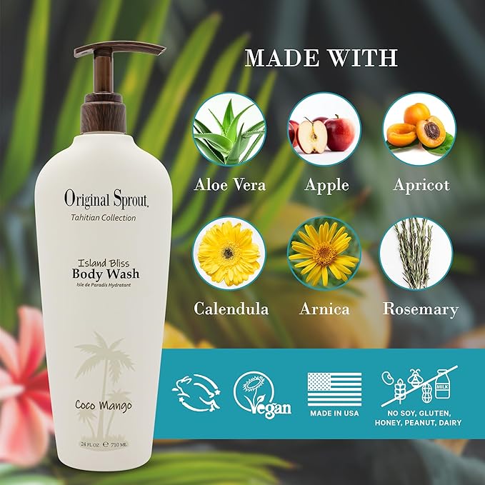 Original Sprout Island Bliss Moisturizing Body Wash for All Skin Types Including Sensitive &amp Dry Skin Hydrating Body Wash with Calendula &amp Rosemary Extracts Sulfate Free Coco Mango Scent 2