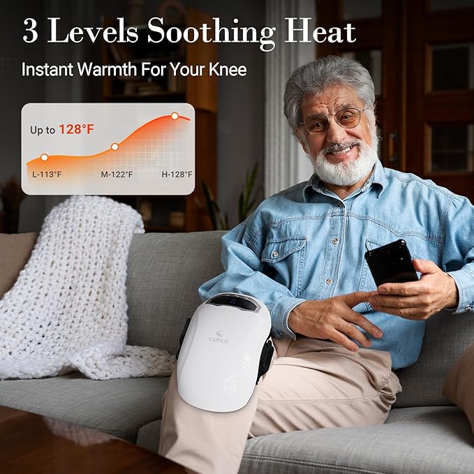 Knee Massager with Heat and Vibration - FSA Eligible HSA Approved - Portable Cordless Knee Massagers for Knee Pain Relief Gifts for Mom Dad Grandpa Grandma The Elderly Seniors Parents