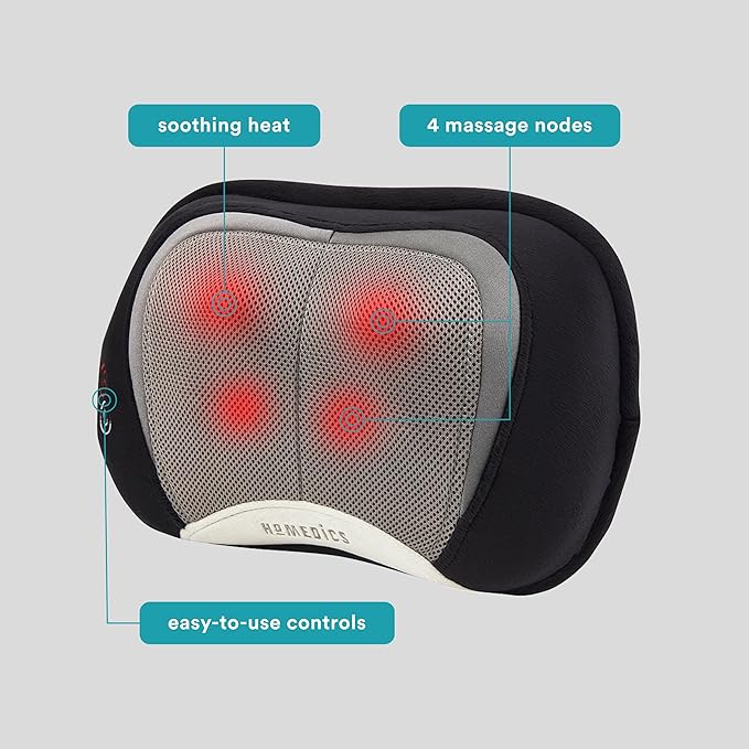HoMedics 3D Shiatsu Full-Body Massager with Therapeutic Vibration Soothing Heat with Deep-Kneading Massage Helps Release Tension in Neck Back Shoulders Lightweight for Home Office Travel
