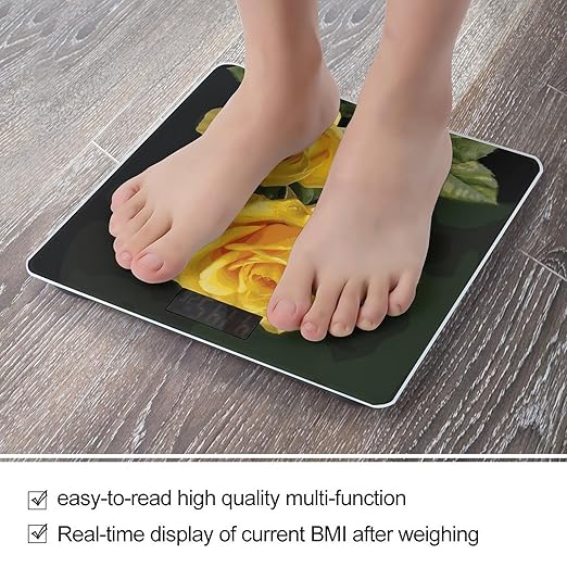 Yellow Rose Bathroom ScaleHighly Accurate Digital Weighing Machine for People Bright LED Display Weight Scale for The Aldult Home Use