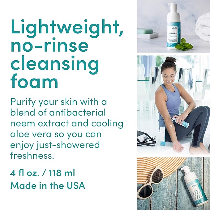 YUNI Beauty Waterless Body Wash (4 oz) - Rinse-Free Foaming Bath and Clean Body Wash Solution Instantly Remove Sweat Dirt Odor Travel Camping and Backpacking Essentials Paraben-Free Vegan