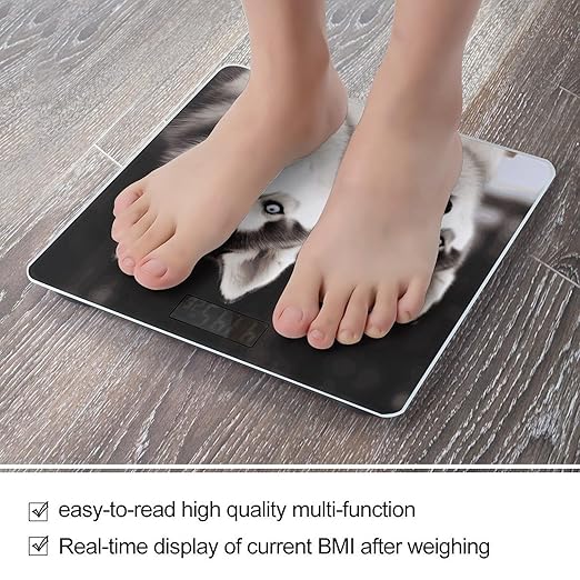 Digital Bathroom Scale for Body Weight Scale with Bright LCD Display High Accuracy Step-On Technology Auto On/Off Husky Dog Digital Scales 400 Lbs /180kg