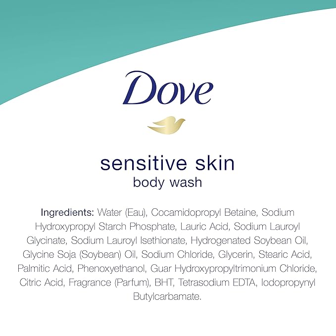 Dove Sulfate Free and Hypoallergenic Sensitive Skin Body Wash 22 Fl Oz (Pack of 4)