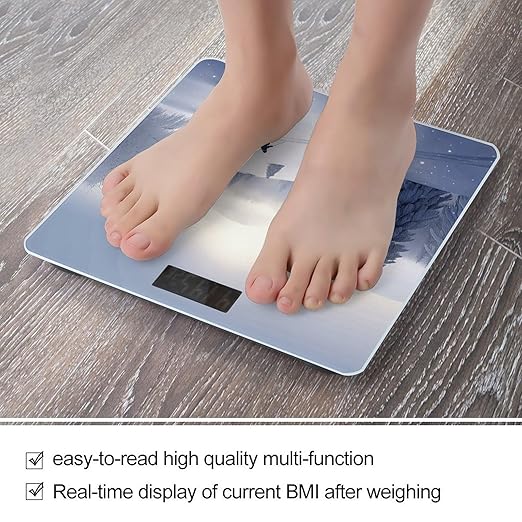 Winter Skiing Scale for Body Weight Precision Bathroom Weighing Scales with Back Lit LCD Display Sturdy Tempered Glass Body Weight Scales Digital Bathroom Scale 400lb