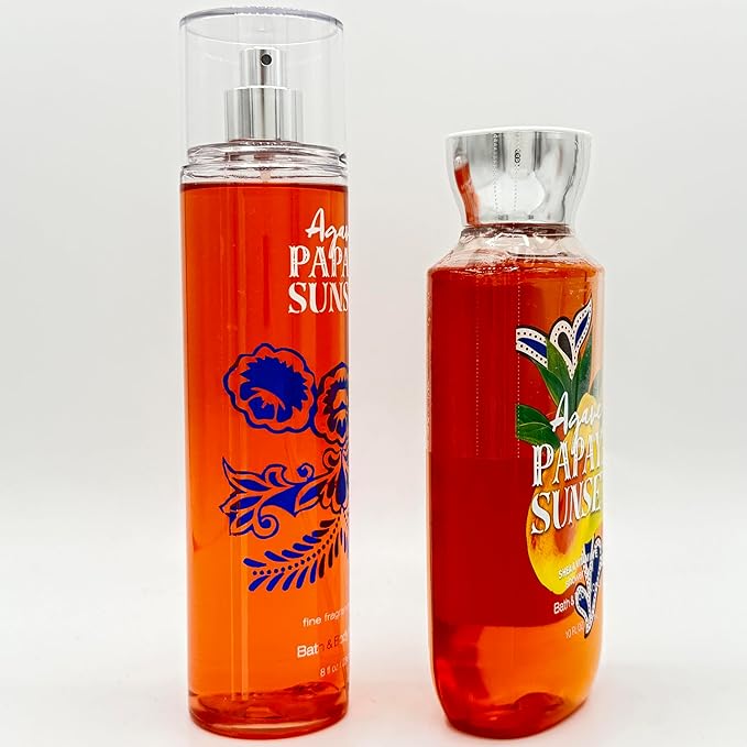 Agave &amp Papaya 2-Piece Bath Bundle | Fine Fragrance Body Mist and Shower Gel