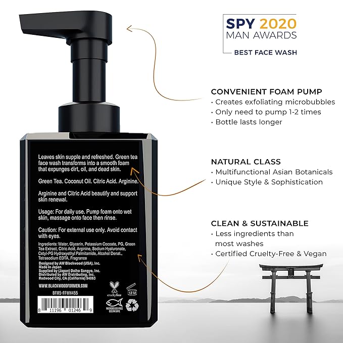 Blackwood For Men Hydroblast Moisturizing Shampoo (17oz) Pure Moisture Body Wash (17oz) and BioNutruent Foaming Face Wash (4.45oz) Bundle for Men
