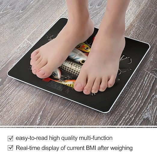 Fishing Bait Bathroom Scale Large LCD Backlight Display Digital Scale Rounded Corners Body Scales Automatic Power On/Off Bathroom Scales for Home Bedrooms