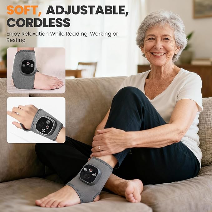 YAZHI Foot Massager 2-in-1 Warming Wrap – Relax &amp Renew Foot &amp Ankle Massager with 3 Modes &amp 4 Heat Levels Portable for Home or Travel 2pack