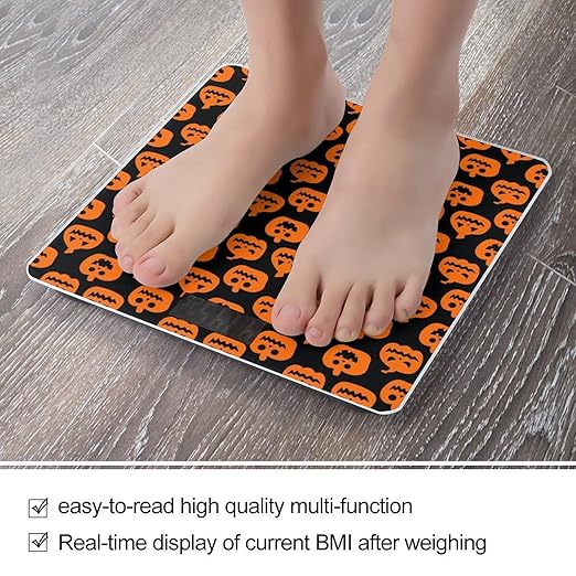 Horror Pumpkin Pattern Scale for Body Weight Accurate Digital Bathroom Scale Toughened Glass High Precision Scales Smart Weight Scales with Large LCD Backlight Display Weighing Machine