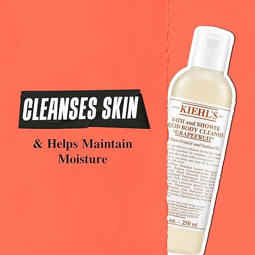 Kiehl's Grapefruit Liquid Body Cleanser Gentle and Refreshing Foaming Body Wash Aromatic Bath and Shower Experience Maintains Moisture Smooths Skin Conditions and Hydrates