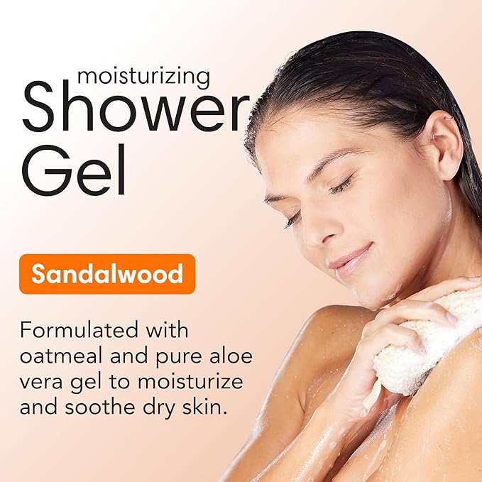 ShiKai Daily Moisturizing Shower Gel (Sandalwood 1 Gallon) | with Hydrating Aloe Vera &amp Oatmeal | Scented Body Wash for Dry Skin Relief