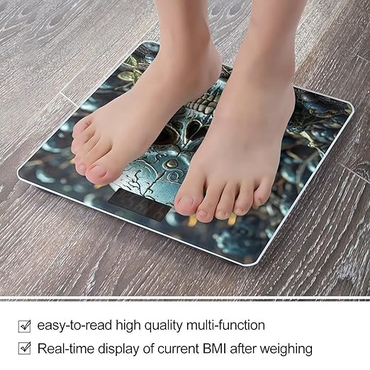 Cool Evil Skull Scale for Body Weight Highly Accurate Digital Bathroom Body Scale Digital Bathroom Scales for People Anti-Slip Large LCD Display Smart Scales