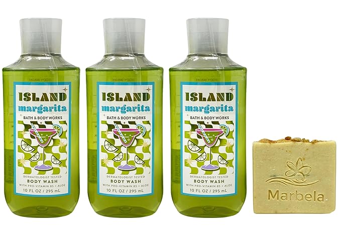 Bath &amp Body Works Island Margarita 3 Body Washes with a Perfectly Peeled Bar Soap