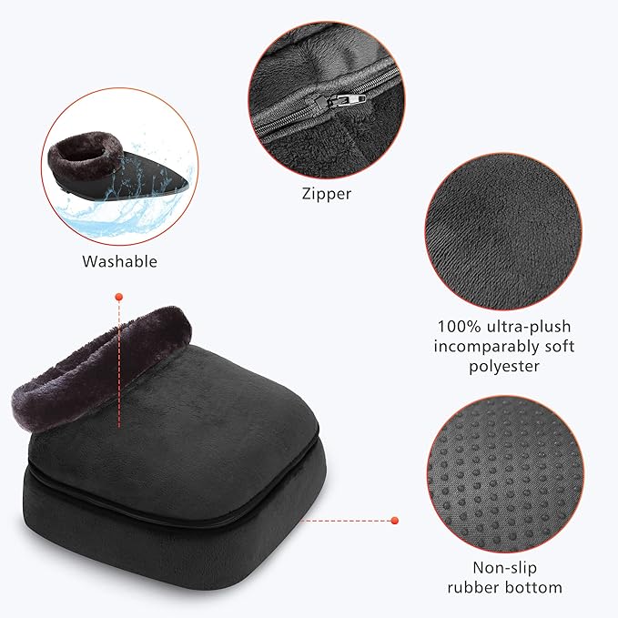 COMFIER Foot Warmer MassagerGifts for WomenMenShiatsu Foot Massager with Heat Electric Heating Pad for Back FeetBack Massager for Pain Relief(Black)