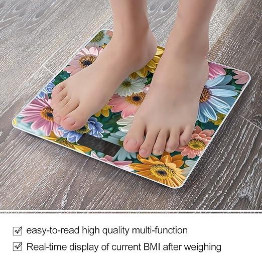 Flowers As Background Scale for Body Weight Smart Scales Digital Bathroom Scale High Precision Weighing Scales with Large Display Weighing Machine for People
