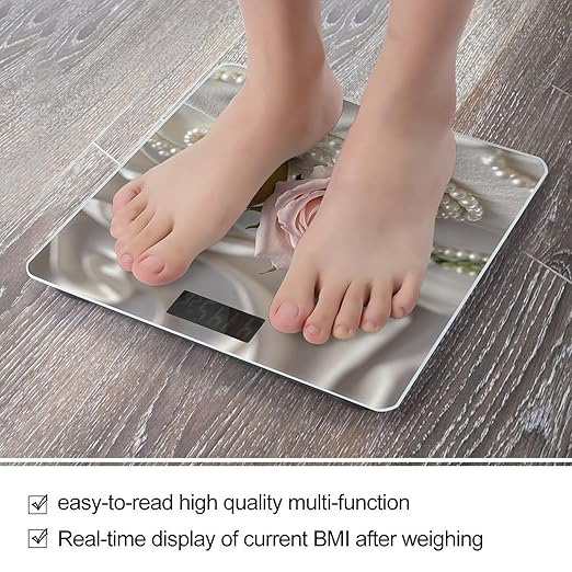 Rose and Pearls Smart Scale for Body Weight Accurate Bathroom Scale with LED Display Digital Weight Scales Weighing Machine High Precision Scales for Bath Home