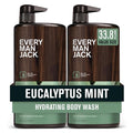 Every Man Jack Eucalyptus Mint Hydrating Mens Body Wash for All Skin Types - Cleanse Nourish and Hydrate Skin with Naturally Derived Ingredients - Paraben Free Phthalate Free Dye Free - 33.8oz