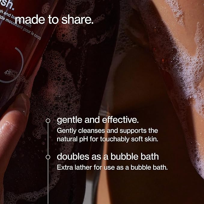 Maude Wash - pH Balanced Moisturizing Body Wash - Amber &amp Cedar Scented Body Soap &amp Bubble Bath - With Smoothing Niacinamide &amp Aloe - Gentle Everyday Shower Gel &amp Relaxing Bath Soap -