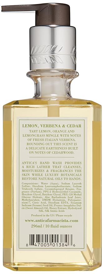 Antica Farmacista Hand &amp Body Wash - Luxury Nourishing Body Wash - Hydrating Hand Cleansing Wash - Bath &amp Body Gift - Lemon Verbena &amp Cedar 10 fl oz