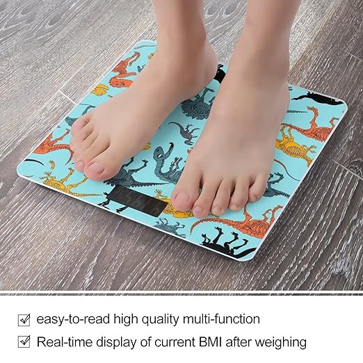 Women's Digital Bathroom Weighing Scale Automatic Switch Energy Saving Scale Smart Scale for Body Weight Dinosaurs Skeleton Cartoon