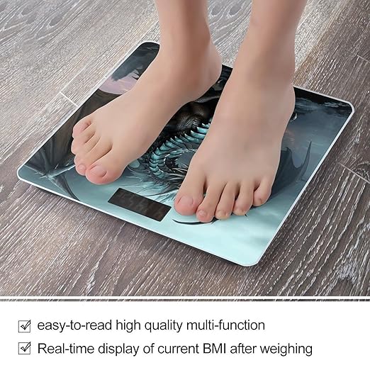Cool Dragon Scale for Body Weight Safe Rounded Corners Tempered Glass Digital Bathroom Scale LED Display 400lb Capacity Weight Scales with High Precision Sensors