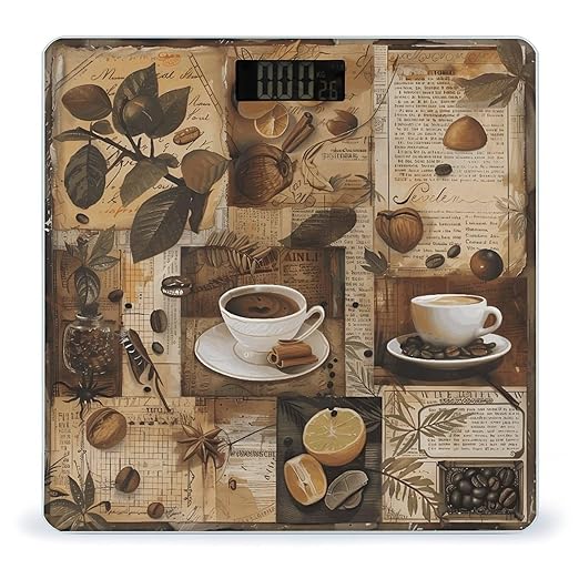 Coffee Collage Digital Bathroom Scale for Body Weight Weighing Scale with Backlit LCD Display High Precision Measurements &amp Measures Weight Up to 180kg