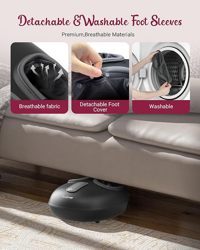 Foot Massager with Heat Compression Shiatsu Foot Massager Machine with Remote Auto-Off Timers Foot Warmer for Home Office Up to Size 14Black