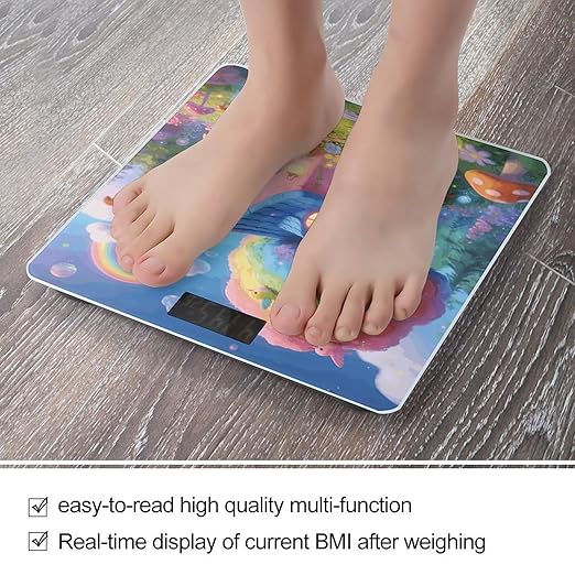 Fairy Tale House Smart Scale for Body Weight Digital Bathroom Scale Toughened Glass Weight Scale with Large LCD Backlight Display High Precision Scales Weighing Machine