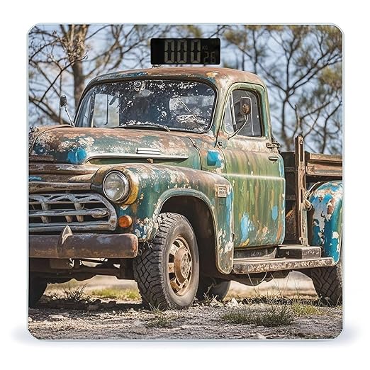Old Truck Car Scale for Body Weight Accurate Digital Bathroom Scale Toughened Glass High Precision Scales Smart Weight Scales with Large LCD Backlight Display Weighing Machine