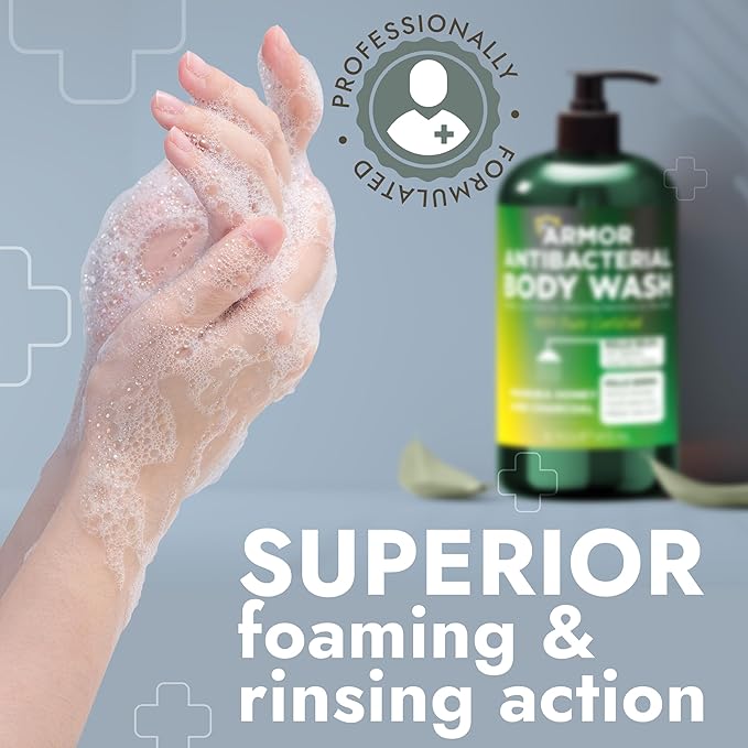 Antibacterial Body Wash | Antibacterial Soap for Men &amp Women | Kills 99.9% of Germs &amp Bacteria | Helps with Back Acne Body Odor &amp Skin Irritation | Manuka Honey &amp Charcoal 16 fl oz