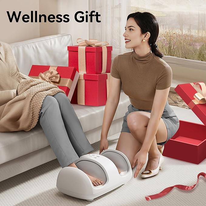Foot and Calf Massager with Heat Cloud Foot Massager for Neuropathy Plantar Fasciitis and Circulation Shiatsu Foot Massager Machine with Massage Roller for Pain Relief Gifts for Women/Men