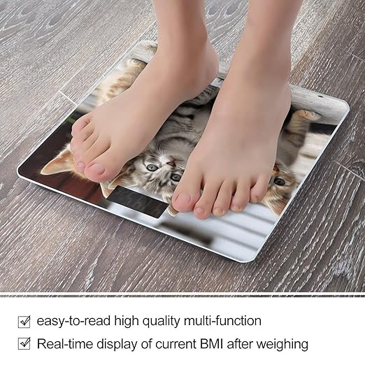 Kittens Family Cats Digital Bathroom Scale for Body Weight Weighing Scale with Backlit LCD Display High Precision Measurements &amp Measures Weight Up to 180kg