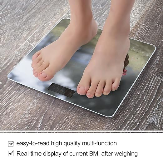 Chicken on The Grass Scale for Body Weight Sturdy Tempered Glass Weighing Scales with LCD Display Accurate Digital Bathroom Scale Convenient Body Fat Smart Scales 400lb