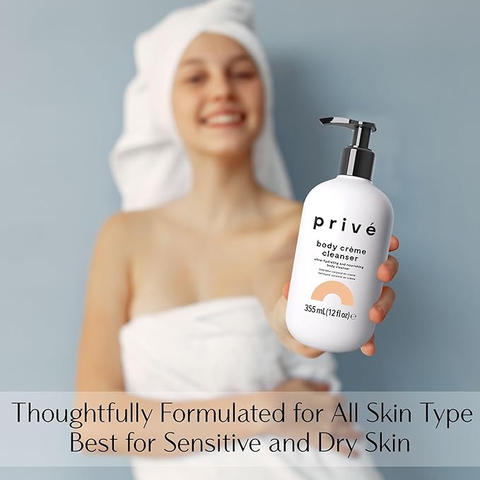 Privé Ultra-Hydrating Body Creme Cleanser - for Dry Skin Moisturizing Cleanser - Gentle Every Day Spa-Like Indulgence - Suitable for Sensitive Skin - 12 fl oz