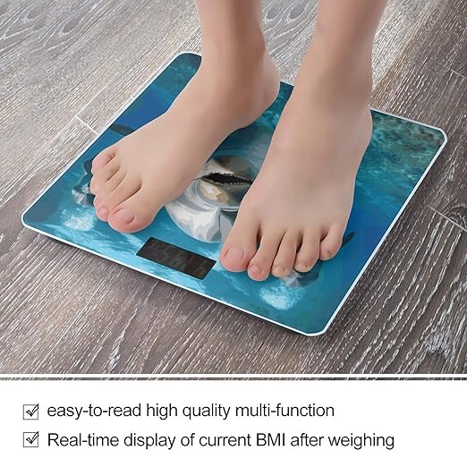 Funny Dolphin Looking at You Weight Scale Digital Electronic Scales Bathroom Scale Larg LCD Backlight Display High Precision MeasurementsTempered Glass