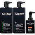 BLACKWOOD FOR MEN Workout Warrior Recovery Set including Active Men Shampoo Pure Moisture Body Wash X-Punge Foaming Face Wash - Natural Vegan Formula