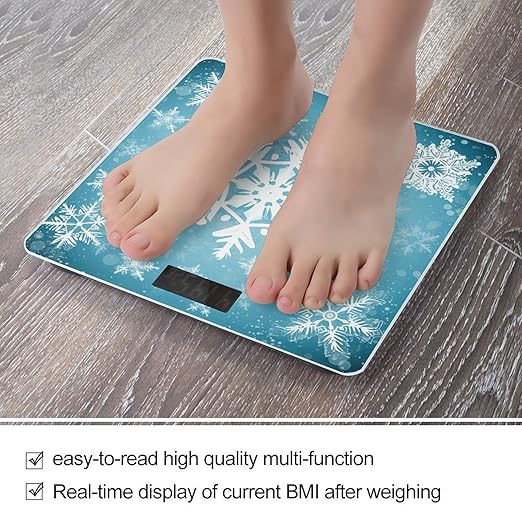 Winter Snowflake Bathroom Scale for Body Weight LCD Display Digital Bathroom Scale Tempered Glass Bathroom Weight Scales Fashion Smart Scales for Home Bedroom 400 Lb