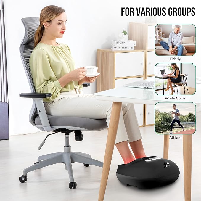 Snailax Shiatsu Foot Massager with Heat Deep Kneading Compression Vibration Feet Massager Machine for Plantar Fasciitis Neuropathy Foot Warmer Under Desk Size 13 Gifts for Men Women