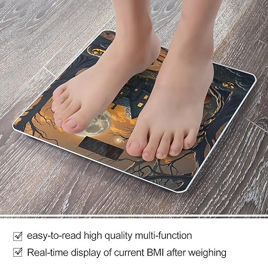 Spooky Halloween Scale for Body Weight Highly Accurate Digital Bathroom Body Scale Digital Bathroom Scales for People Anti-Slip Large LCD Display Smart Scales