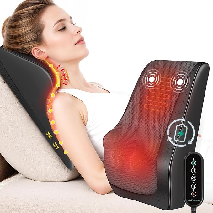 Snailax Cordless Shiatsu Neck Massager with Heat &amp Vibration Back Neck Shoulder Massager for Pain Relief Deep Tissue 4D Kneading Back Massage Pillow Rechargeable Portable Massage