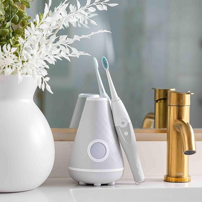 Tao Clean UV Sanitizing Sonic Toothbrush and Cleaning Station Electric Toothbrush Dual Speed Setting London Fog