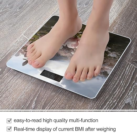 Magnolia Smart Scale for Body Weight Digital Bathroom Scale Toughened Glass Weight Scale with Large LCD Backlight Display High Precision Scales Weighing Machine