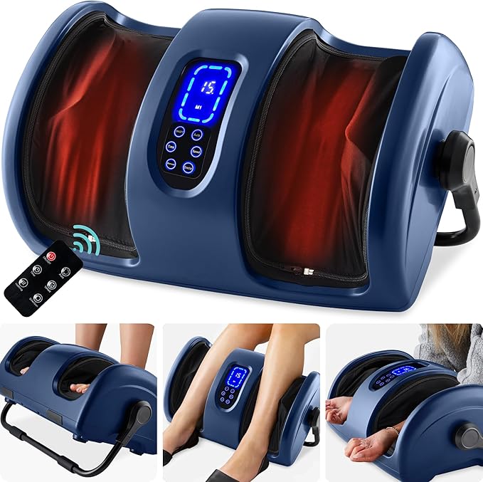 Best Choice Products Heated Shiatsu Foot Massager for Pain Relief Plantar Fasciitis Neuropathy Blood Circulation w/Compact Design - Navy Blue