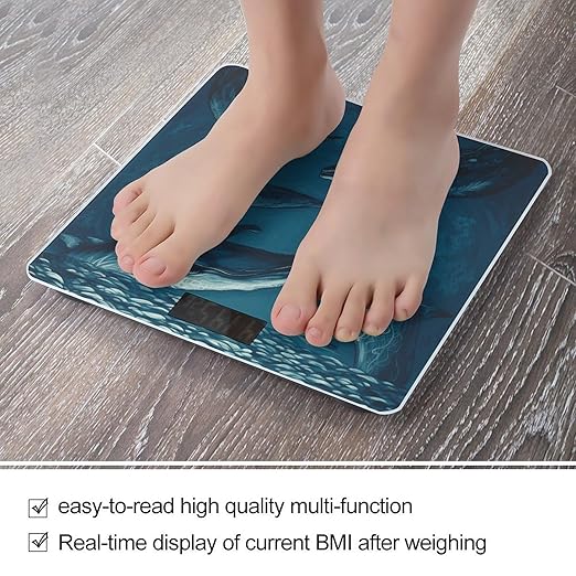 Ocean Whale Scale for Body Weight Sturdy Tempered Glass Weighing Scales with LCD Display Accurate Digital Bathroom Scale Convenient Body Fat Smart Scales 400lb