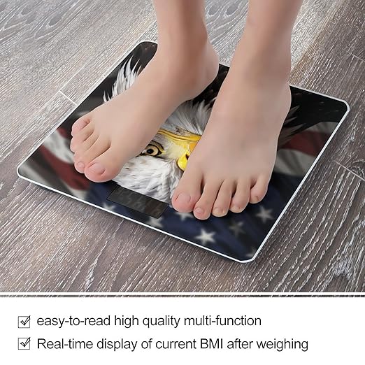 Digital Bathroom Scale for Body Weight Scale with Bright LCD Display High Accuracy Step-On Technology Auto On/Off America Flag and Eagle Digital Scales 400 Lbs /180kg