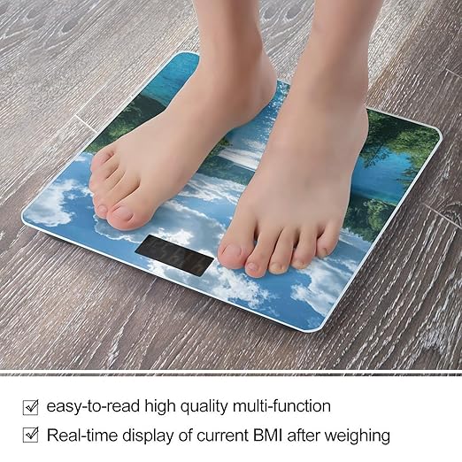 Blue Green White Smart Scale for Body Weight Digital Bathroom Scale Toughened Glass Weight Scale with Large LCD Backlight Display High Precision Scales Weighing Machine