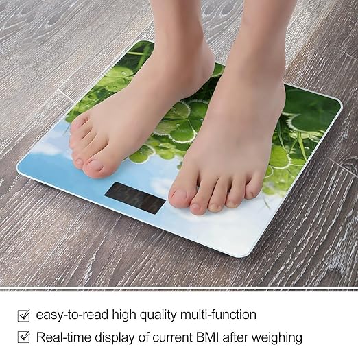 Clover Green Smart Scale for Body Weight Digital Bathroom Scale Toughened Glass Weight Scale with Large LCD Backlight Display High Precision Scales Weighing Machine