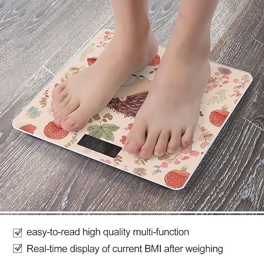 Lovely Hedgehog Weight Scale Large Bathroom Scales Digital Weight with Bright LED Display Non Slip Automatic Weighing Scale Fashion Weighing Machine for Body
