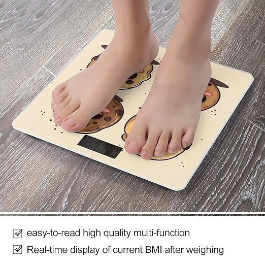 Chocolate Chip Cookies with Different Expressions Weight Scale Large Bathroom Scales Digital Weight with Bright LED Display Non Slip Automatic Weighing Scale Fashion Weighing Machine for Body